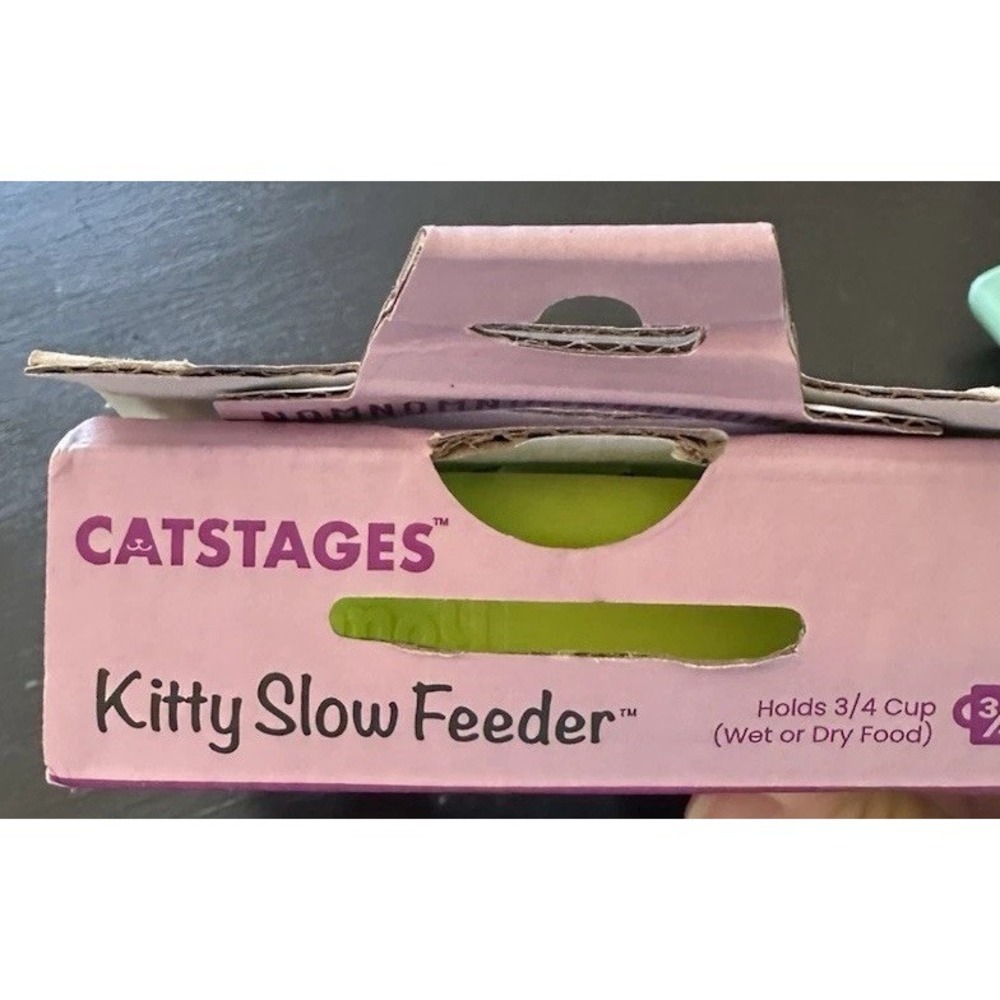 Catstsges Kitty Cat Slow Feeder Bowl Healthy Eating Green Digestion Support - Picture 3 of 5